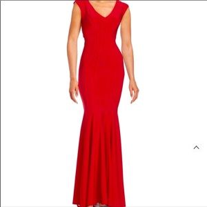 RED BETSY & ADAM KNIT TRUMPET DRESS size 2